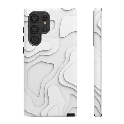 White 3D Topographic Wave Tough Phone Case