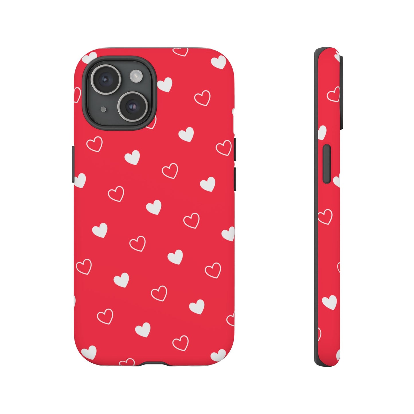 Cherry Red Heart Pattern Tough Phone Case