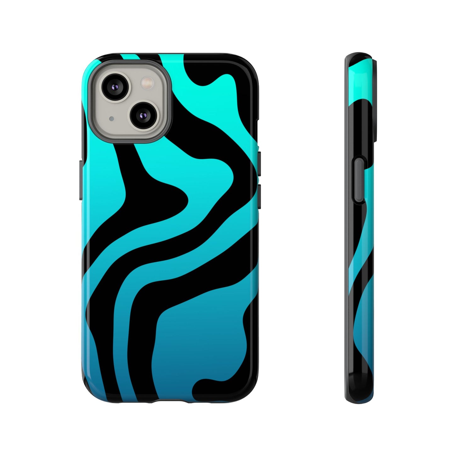 Black Aqua Wave Tough Phone Case