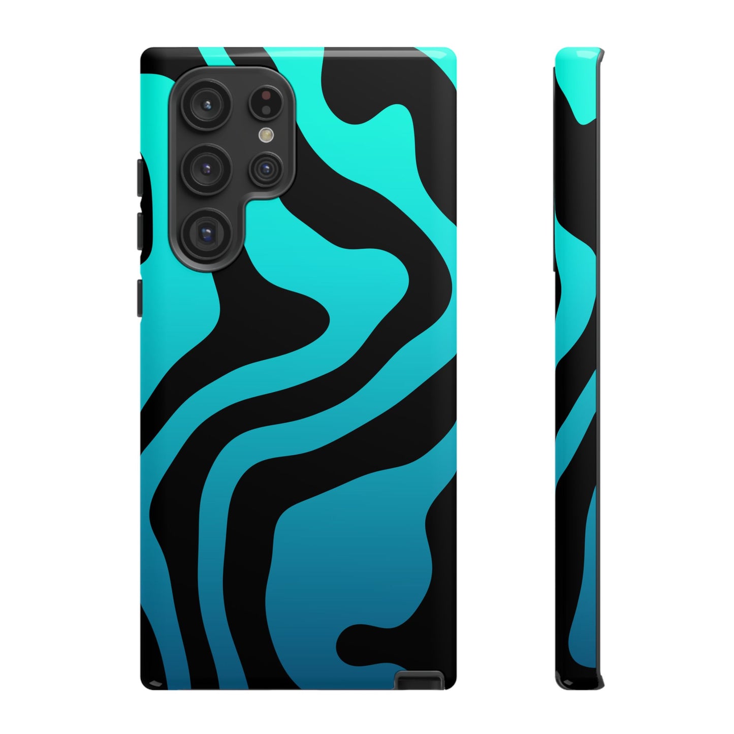 Black Aqua Wave Tough Phone Case