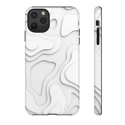 White 3D Topographic Wave Tough Phone Case