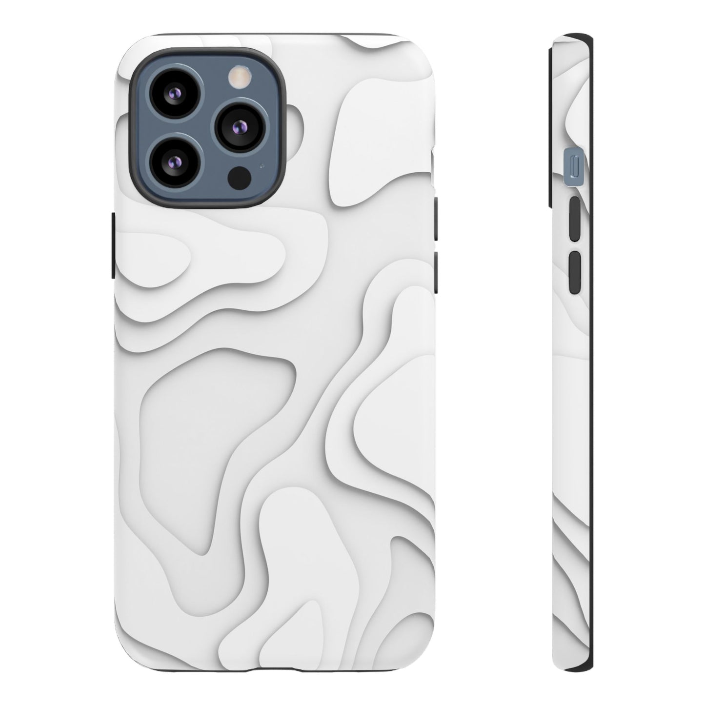 White 3D Topographic Wave Tough Phone Case