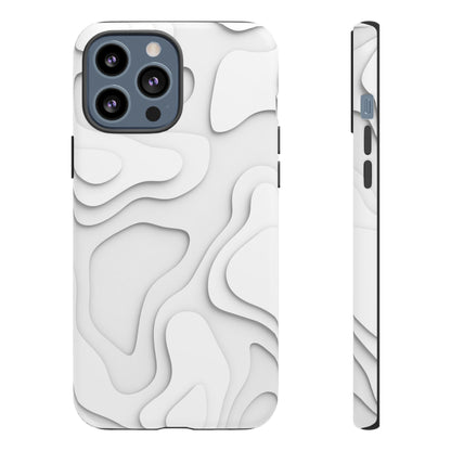 White 3D Topographic Wave Tough Phone Case