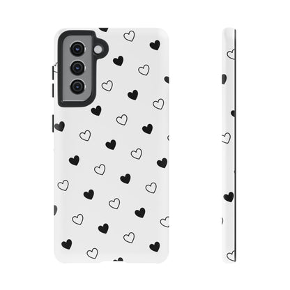 Black Hearts Minimal Tough Phone Case