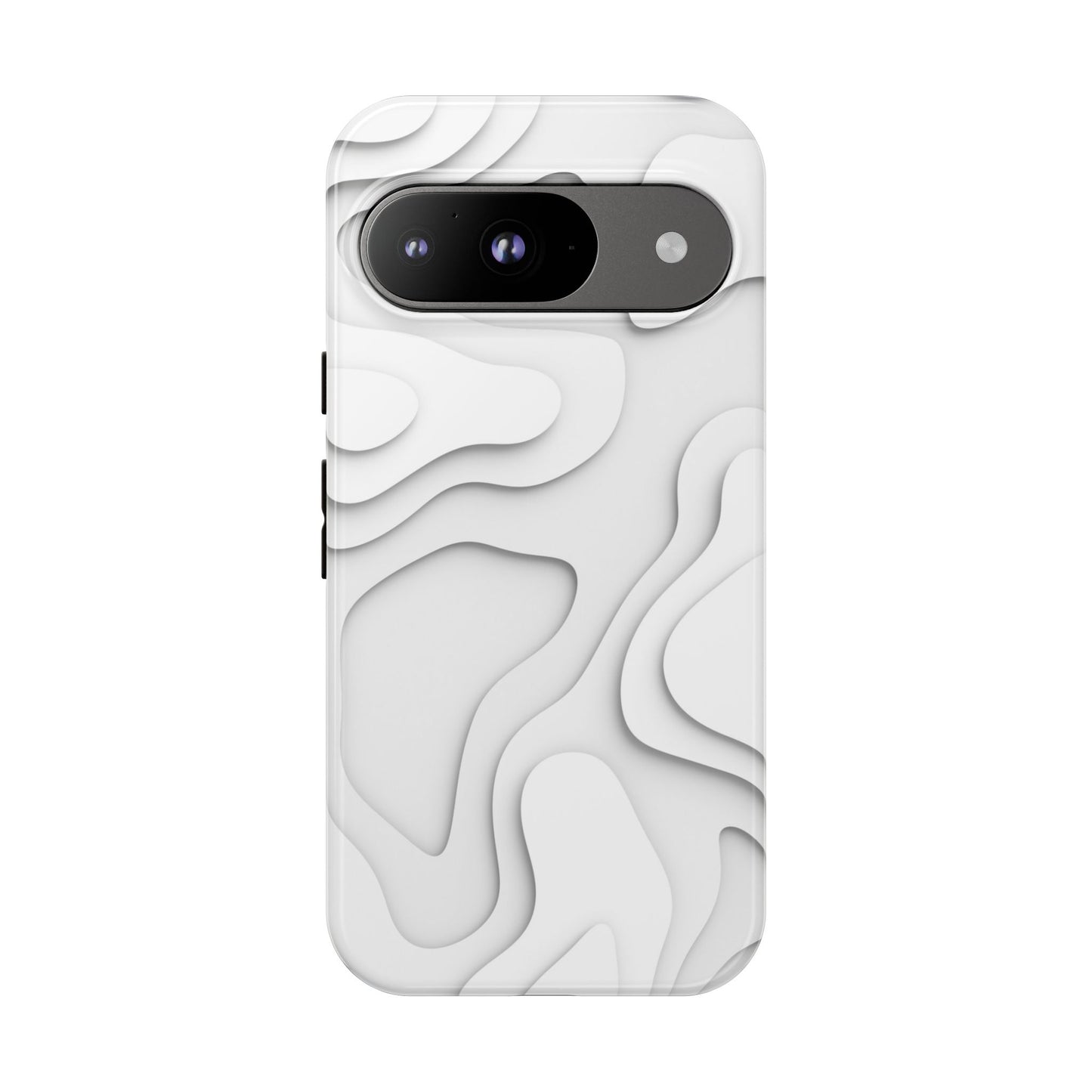 White 3D Topographic Wave Tough Phone Case