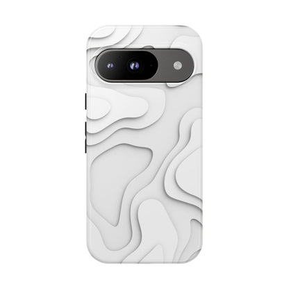 White 3D Topographic Wave Tough Phone Case