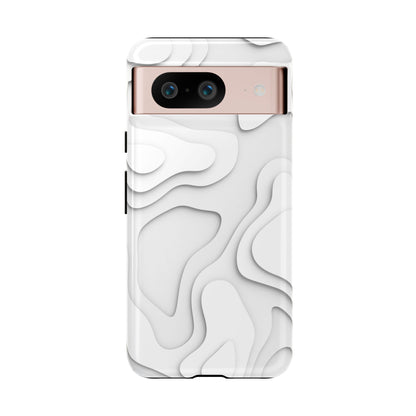 White 3D Topographic Wave Tough Phone Case