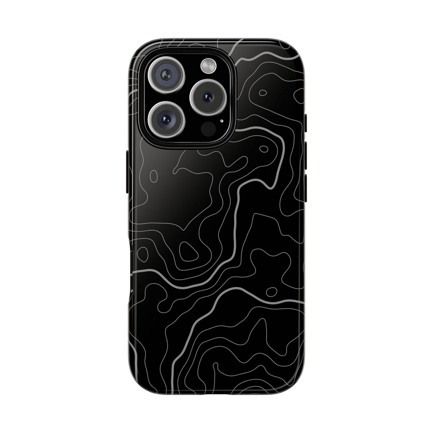 Black Topographic Tough Phone Case
