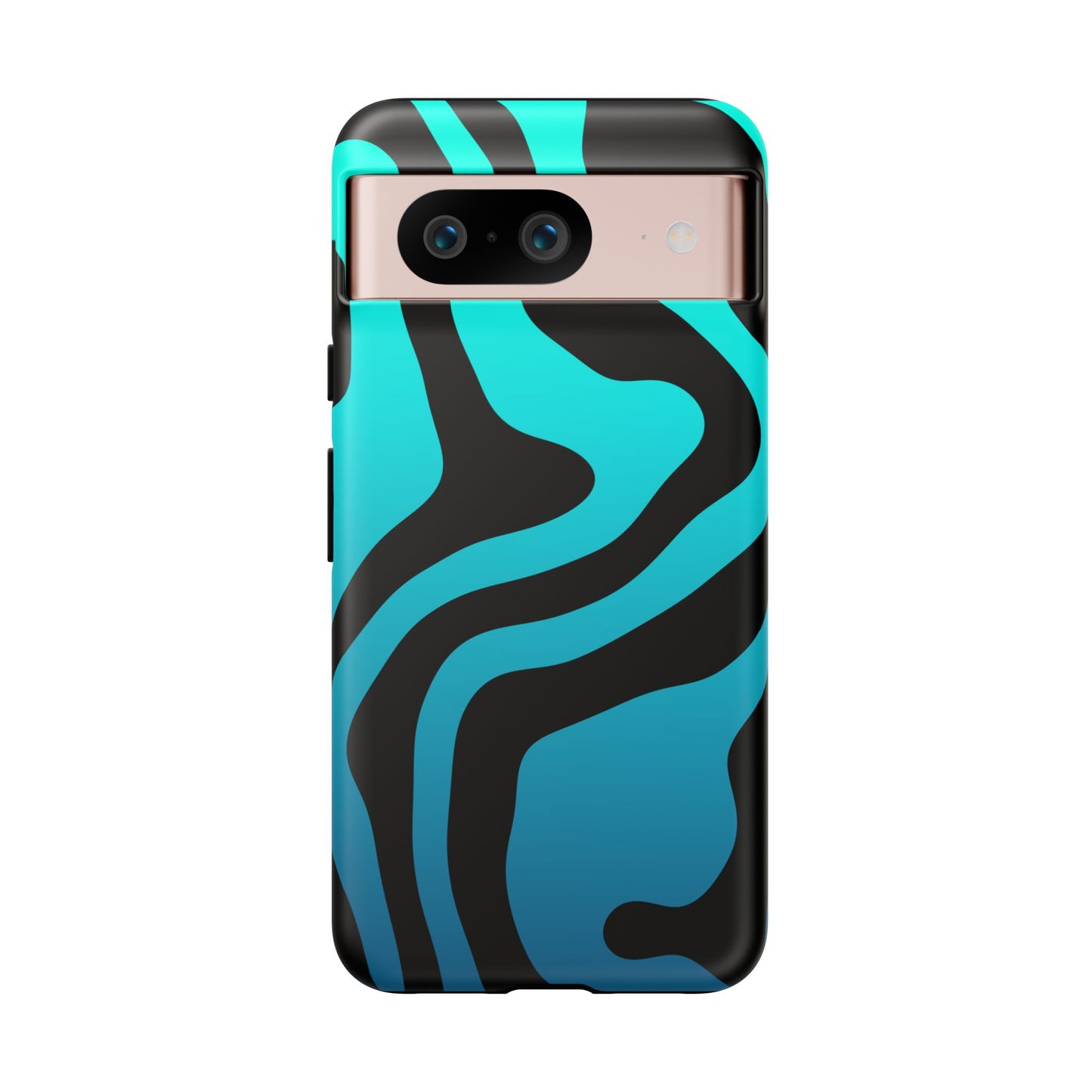 Black Aqua Wave Tough Phone Case