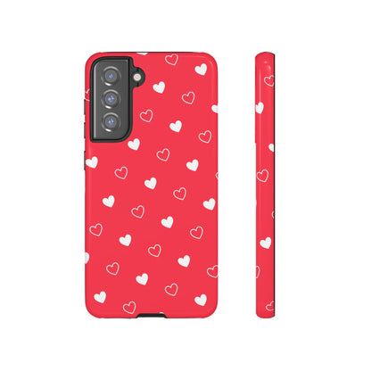 Cherry Red Heart Pattern Tough Phone Case