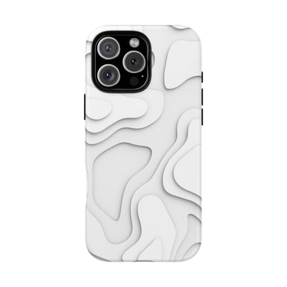 White 3D Topographic Wave Tough Phone Case