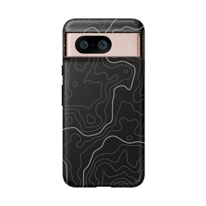 Black Topographic Tough Phone Case