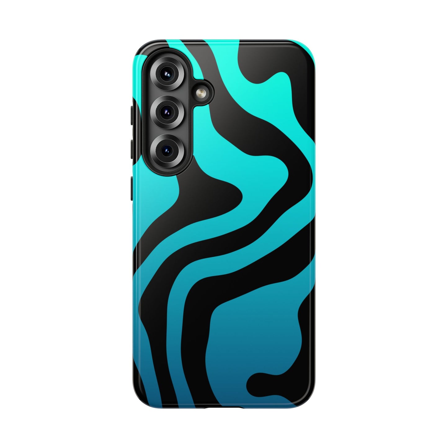 Black Aqua Wave Tough Phone Case