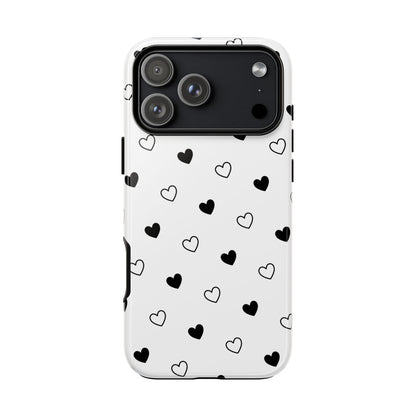 Black Hearts Minimal Tough Phone Case