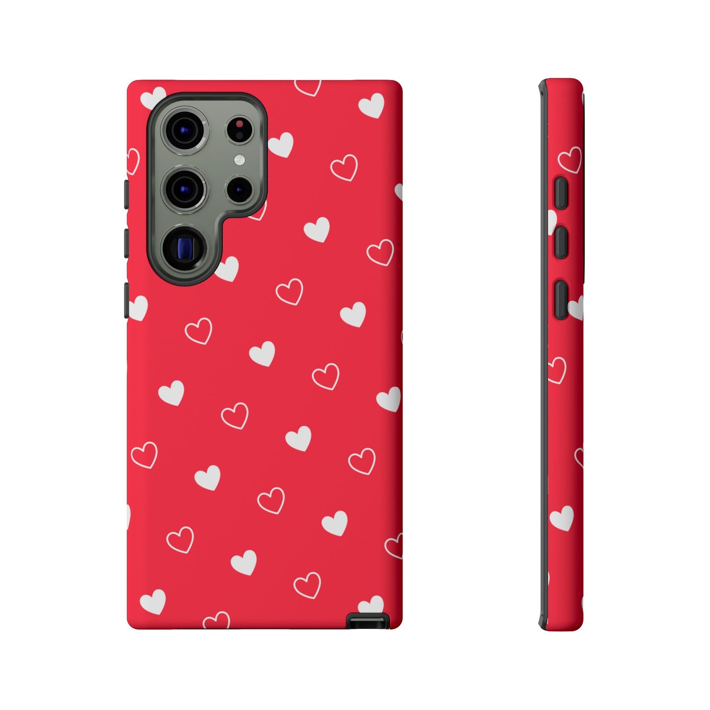 Cherry Red Heart Pattern Tough Phone Case