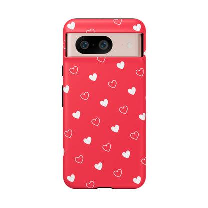 Cherry Red Heart Pattern Tough Phone Case