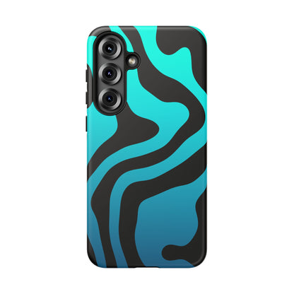 Black Aqua Wave Tough Phone Case