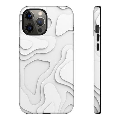 White 3D Topographic Wave Tough Phone Case