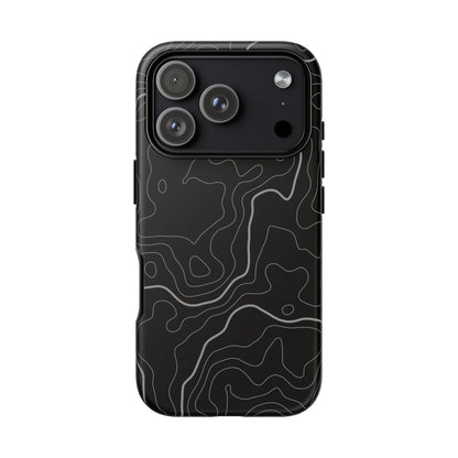 Black Topographic Tough Phone Case
