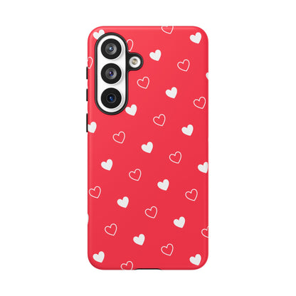 Cherry Red Heart Pattern Tough Phone Case