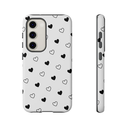 Black Hearts Minimal Tough Phone Case