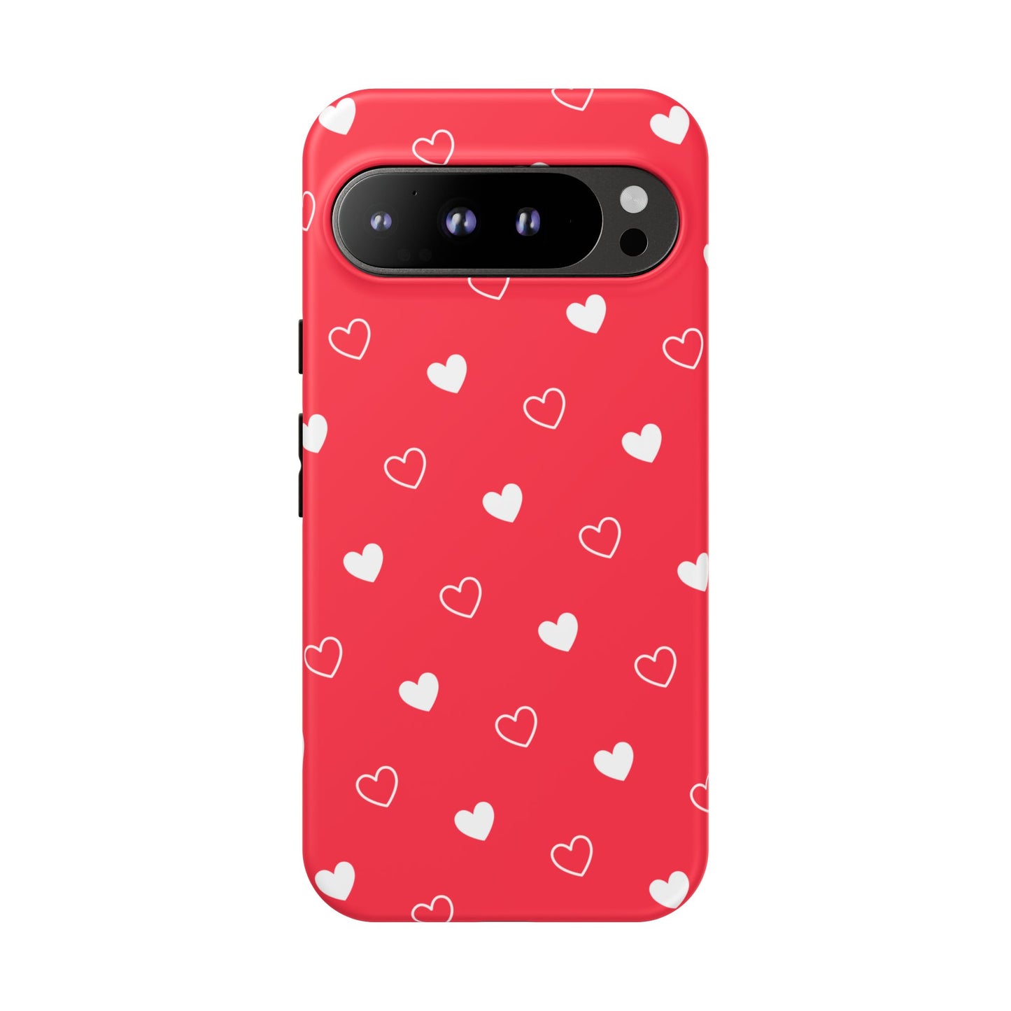 Cherry Red Heart Pattern Tough Phone Case