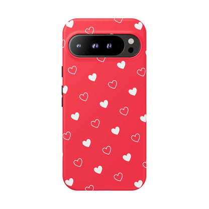 Cherry Red Heart Pattern Tough Phone Case