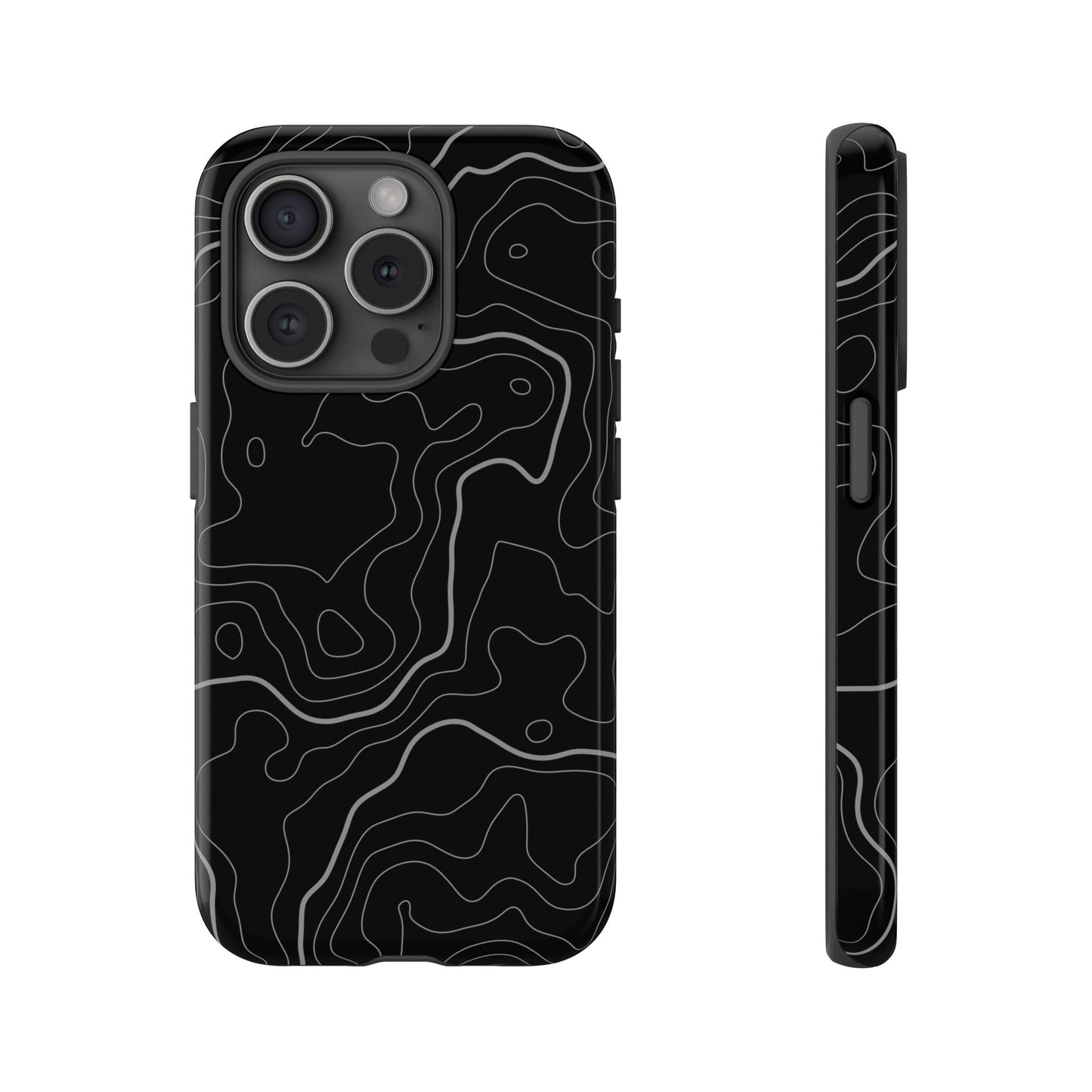 Black Topographic Tough Phone Case
