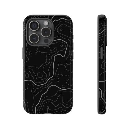 Black Topographic Tough Phone Case