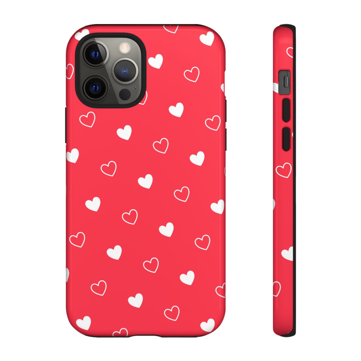 Cherry Red Heart Pattern Tough Phone Case