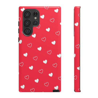 Cherry Red Heart Pattern Tough Phone Case
