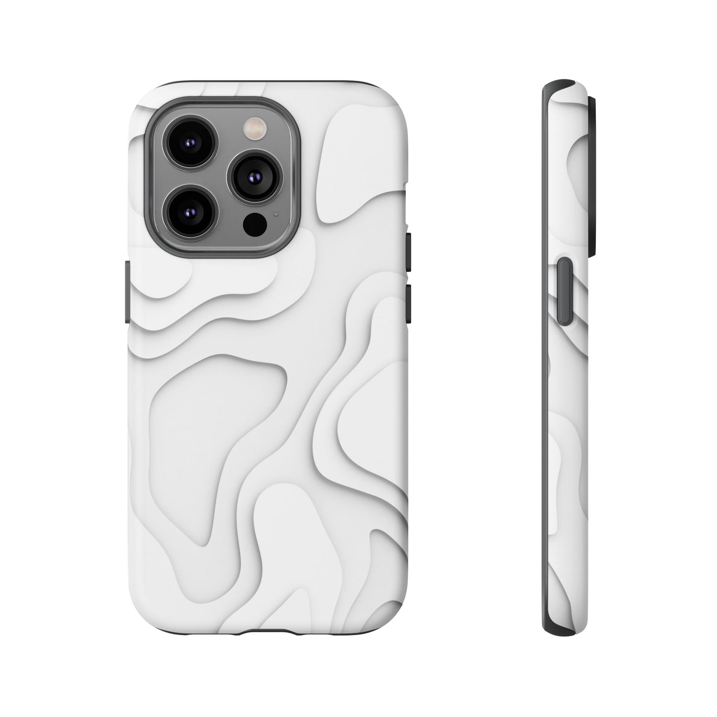 White 3D Topographic Wave Tough Phone Case