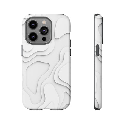 White 3D Topographic Wave Tough Phone Case