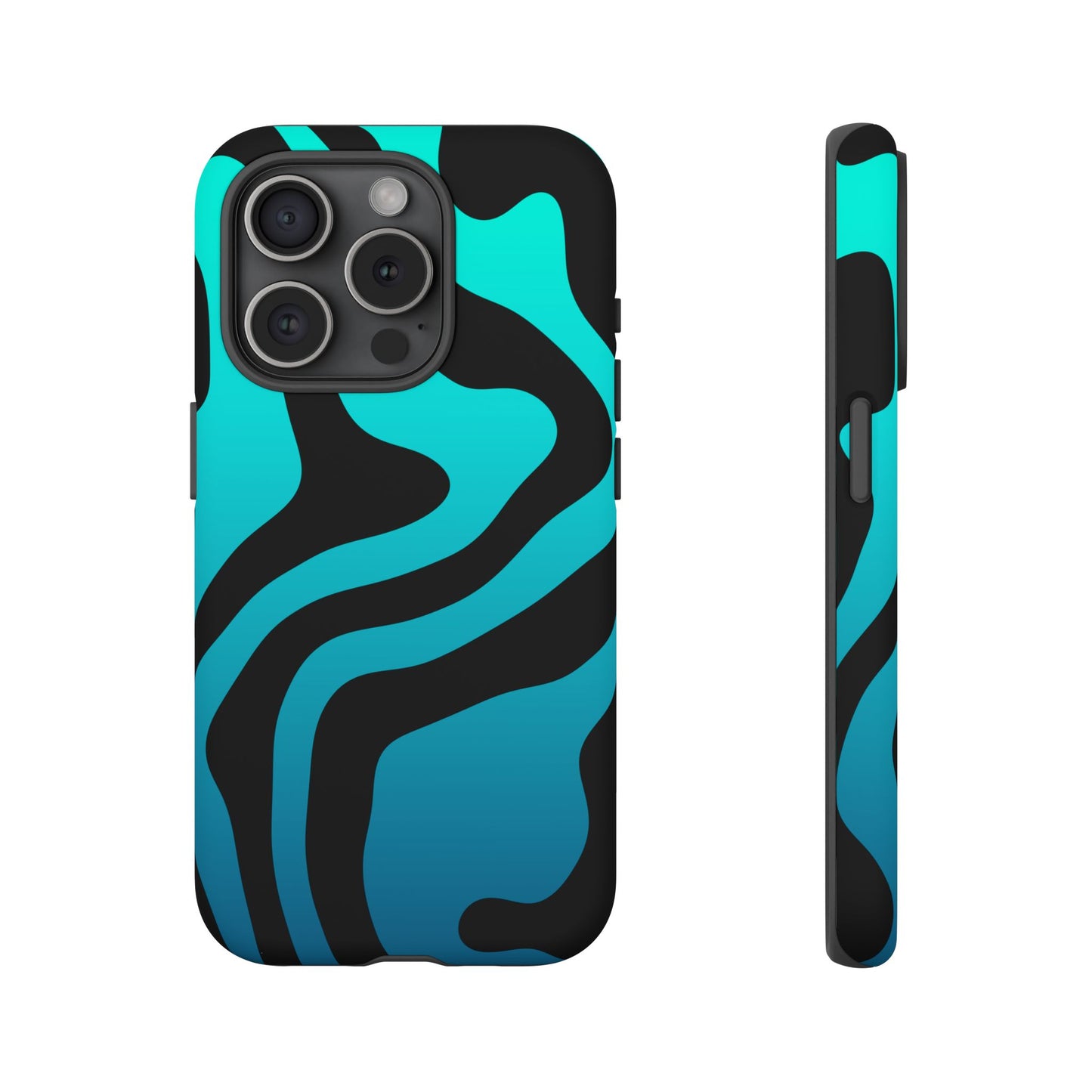 Black Aqua Wave Tough Phone Case