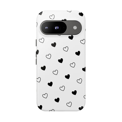 Black Hearts Minimal Tough Phone Case