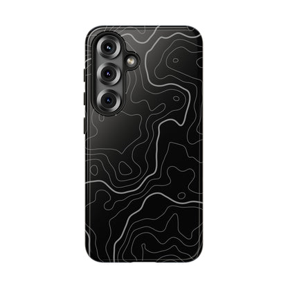 Black Topographic Tough Phone Case