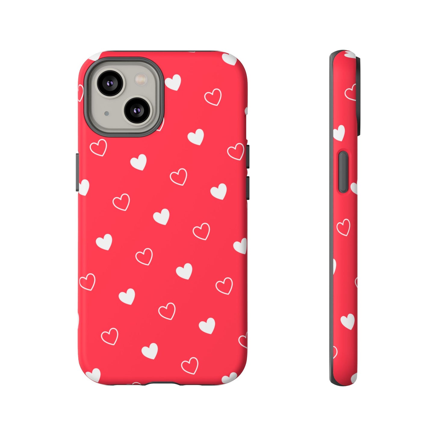 Cherry Red Heart Pattern Tough Phone Case