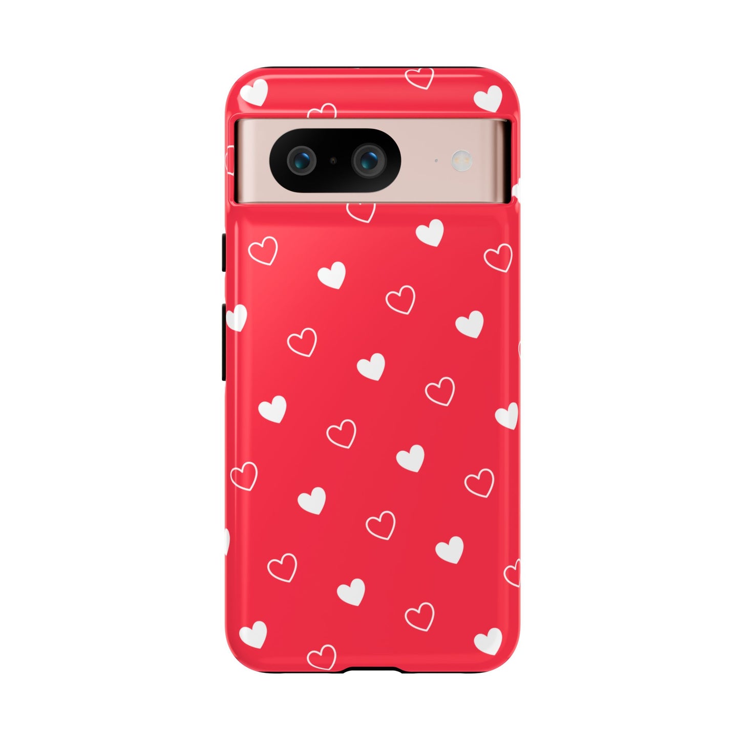 Cherry Red Heart Pattern Tough Phone Case