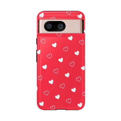 Cherry Red Heart Pattern Tough Phone Case