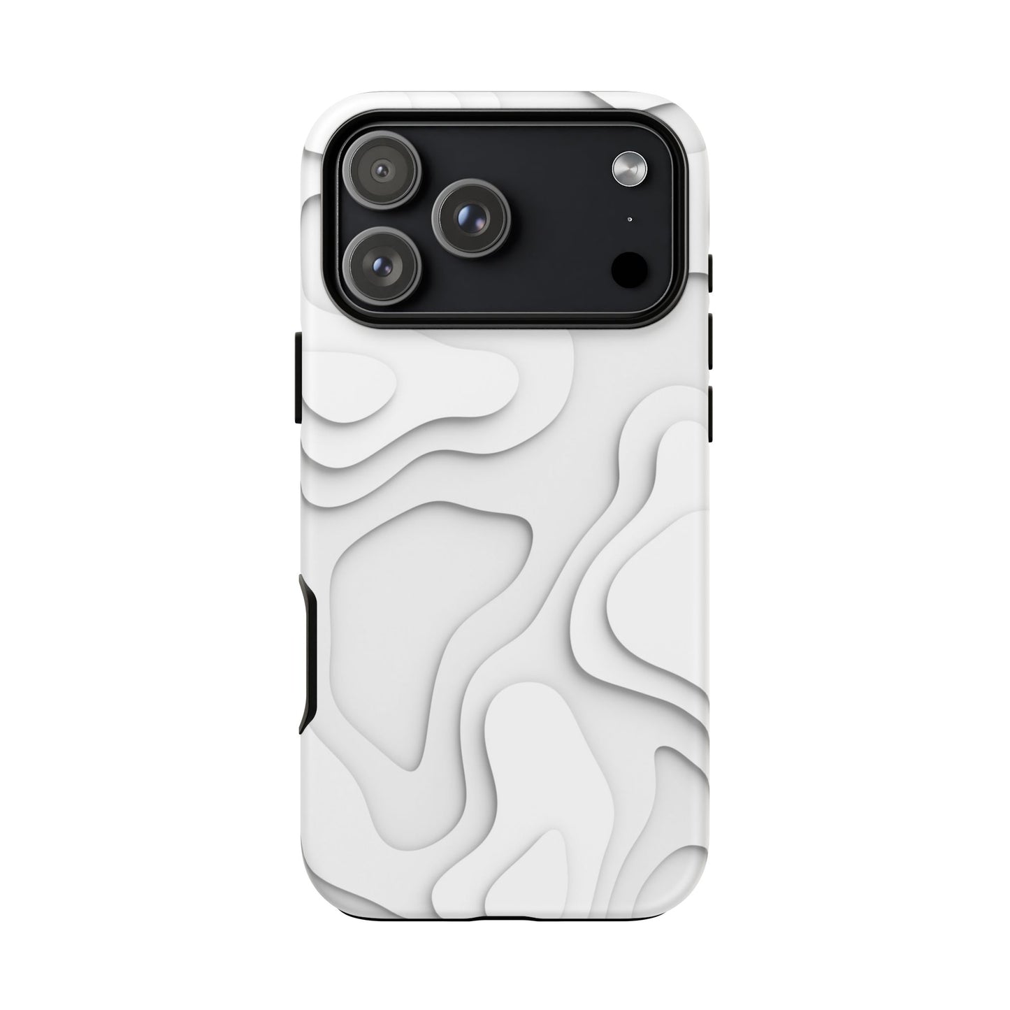 White 3D Topographic Wave Tough Phone Case