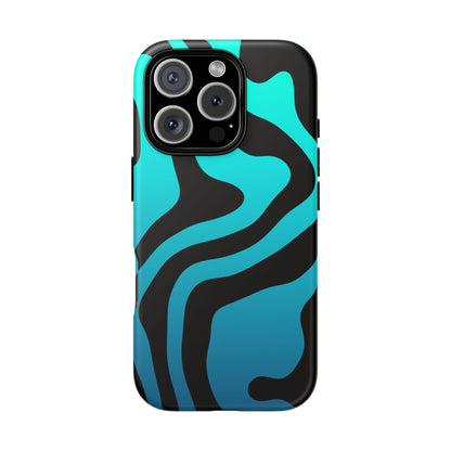 Black Aqua Wave Tough Phone Case