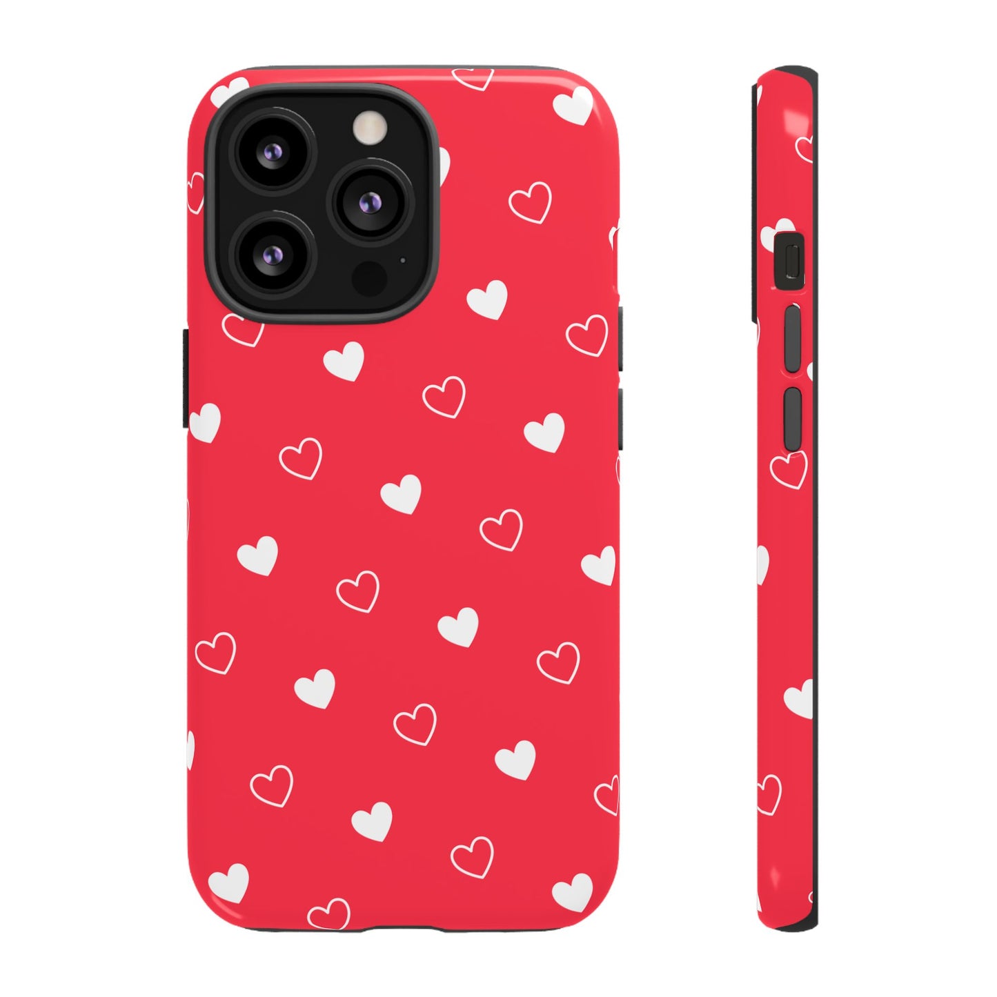 Cherry Red Heart Pattern Tough Phone Case