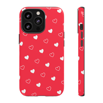 Cherry Red Heart Pattern Tough Phone Case