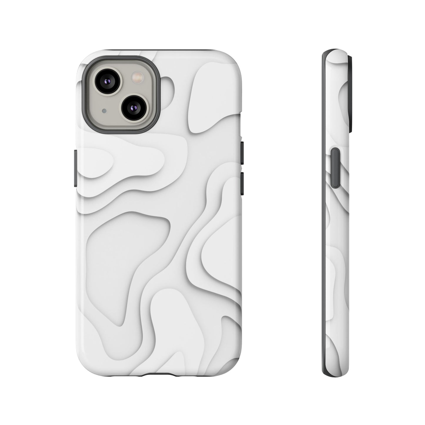 White 3D Topographic Wave Tough Phone Case