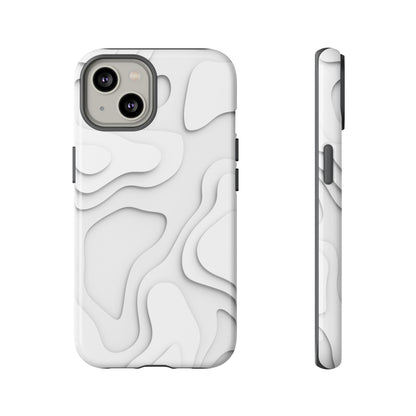 White 3D Topographic Wave Tough Phone Case
