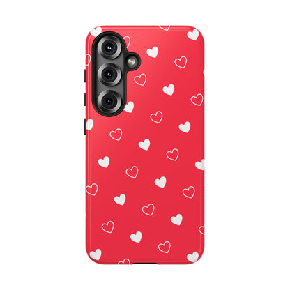 Cherry Red Heart Pattern Tough Phone Case