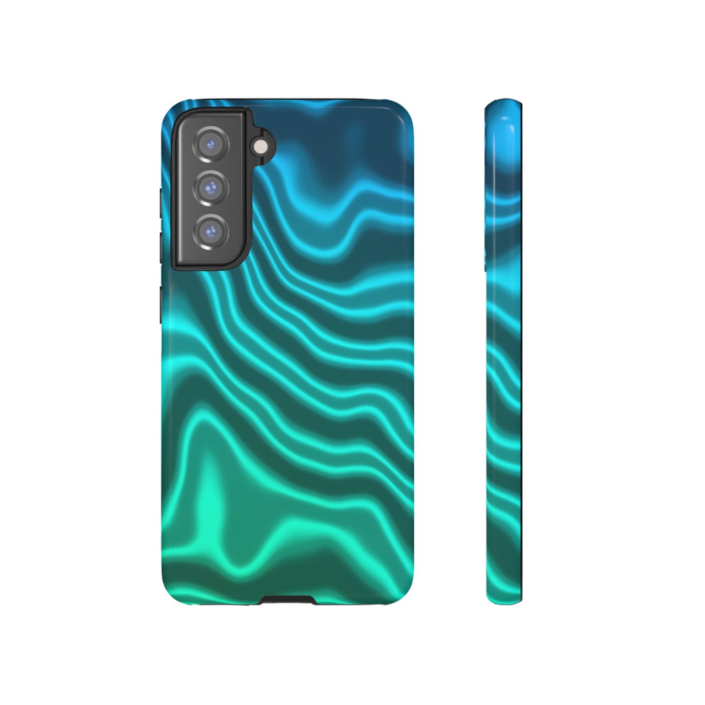 Teal Glow Wave Tough Phone Case