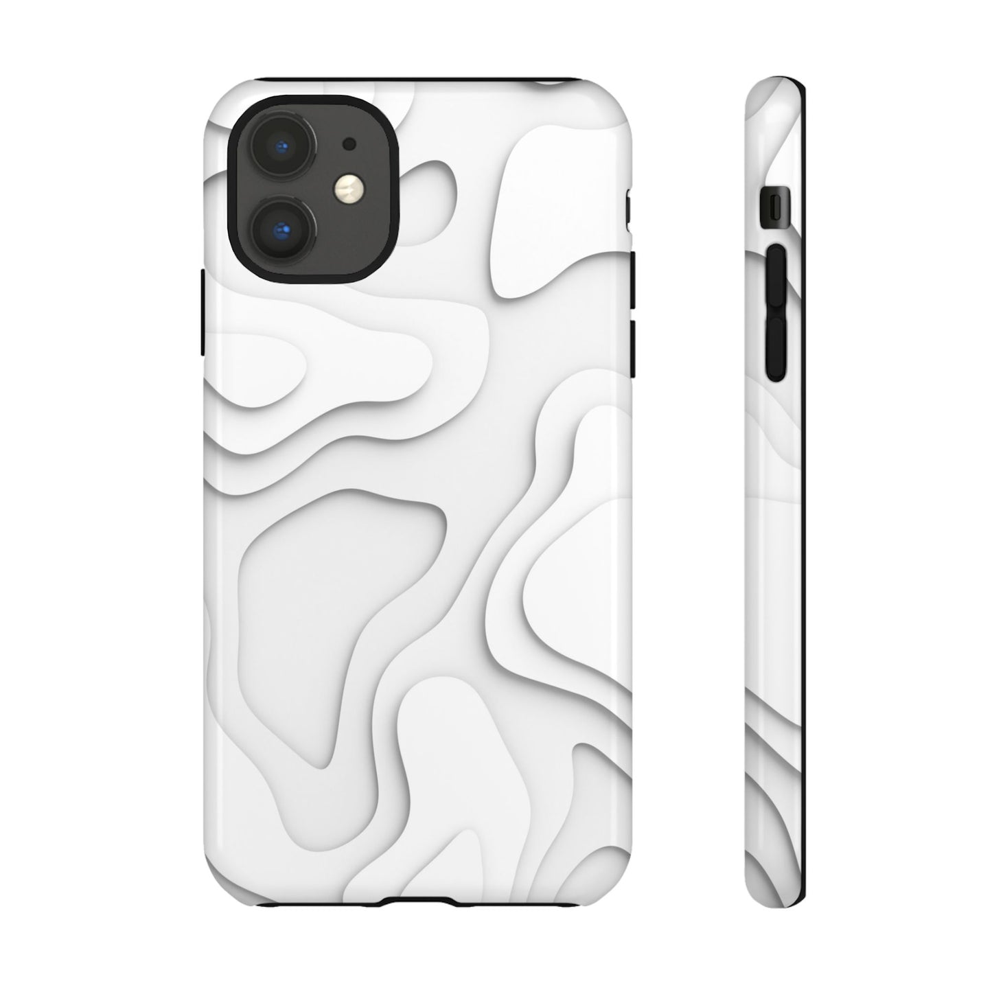 White 3D Topographic Wave Tough Phone Case