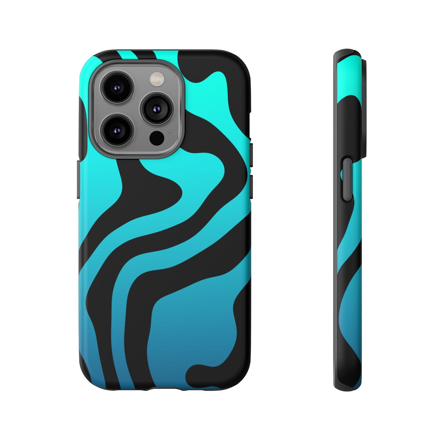 Black Aqua Wave Tough Phone Case