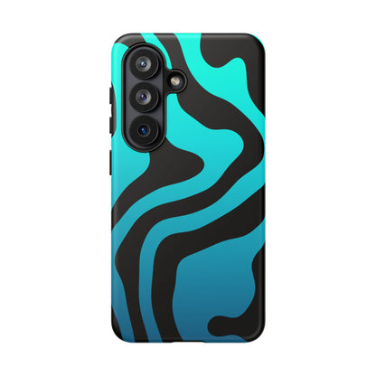 Black Aqua Wave Tough Phone Case